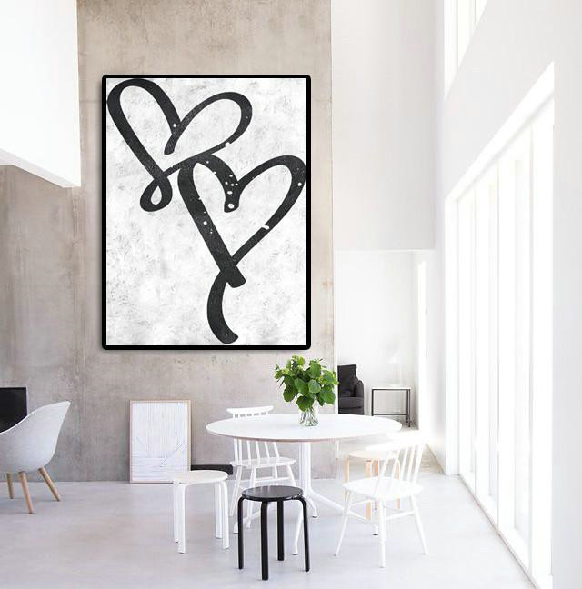 Abstract Artwork Online,Black And White Minimal Painting On Canvas - Modern Art Abstract Painting